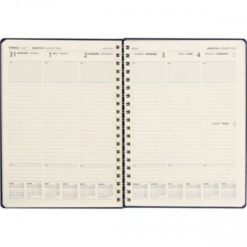 ZRF-Turkuaz Spiralli Haftalık Ajanda 20x28 cm