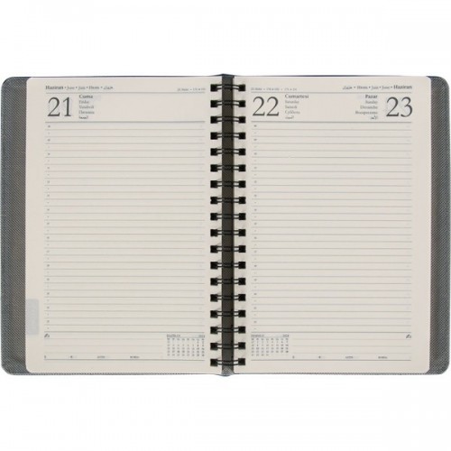 ZRF-Gri Gizli Spiralli Günlük Ajanda 17,5x24 cm